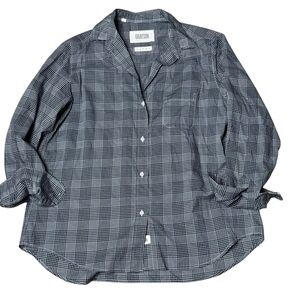 Grayson The Hero Shirt Womens Size L Gray Black Plaid Button Up Relaxed Fit